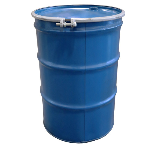 55 Gallon Blue Open Head Steel Reconditioned Drum, Unlined, 2 " & 3/4" Tri-Sure® Fitting, Bolt Ring