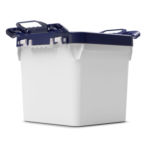 32 Liter CurTec Dark Blue Square HDPE/PP Plastic Fold Pack Press-On Lid Closure for Fold Pack Pail, UN Rated
