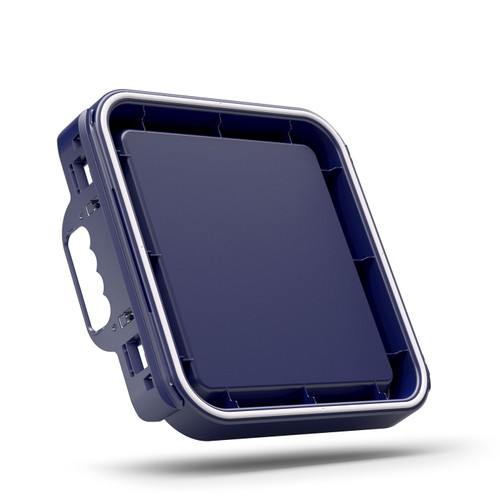 32 Liter CurTec Dark Blue Square HDPE/PP Plastic Fold Pack Press-On Lid Closure for Fold Pack Pail, UN Rated
