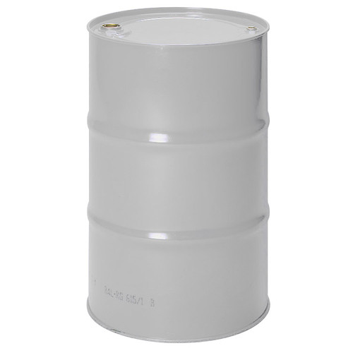 55 Gallon White Steel Tight Head Drum, Unlined w/ 2" & 3/4" Rieke Fitting, Hand Tighten Bungs, UN Rated