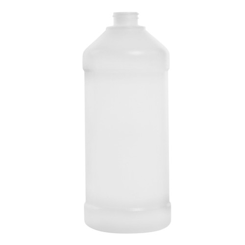 32 oz Natural HDPE Plastic Modern Round Bottle, 38mm 28-410, 52 Gram