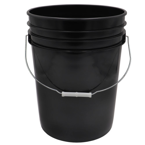 20 Liter Black HDPE Plastic Open Head Pail w/ Metal Handle