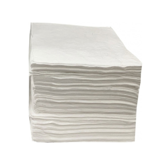 16" x 18" White Oil Only Absorbent Pad, Contractor Grade Heavy Weight White Pad, 100 per Bale, 18 Gallon Capacity