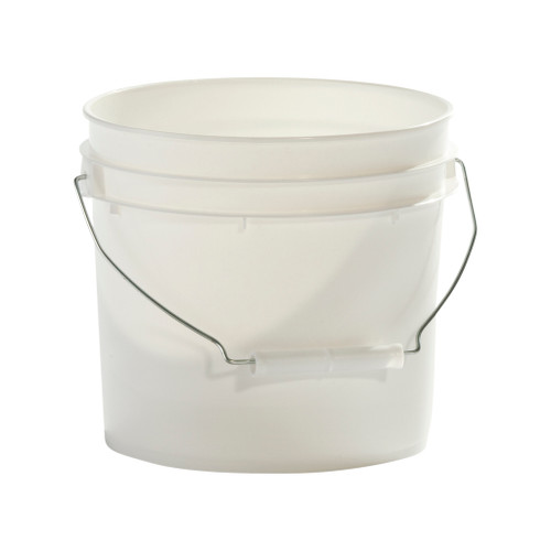 1 Gallon White HDPE Open Head Pail w/ Metal Handle