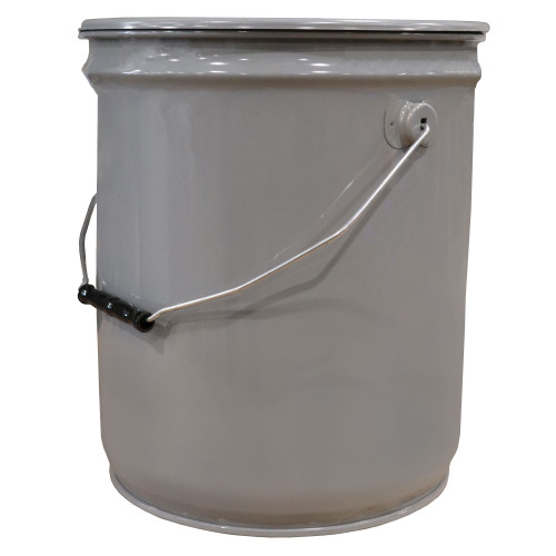 5 Gallon Gray Steel Straight Side Pail, Single Bead, Clear Phenolic Lining, w/ Gray Ring Seal Cover, EPDM Gasket, UN Rated
