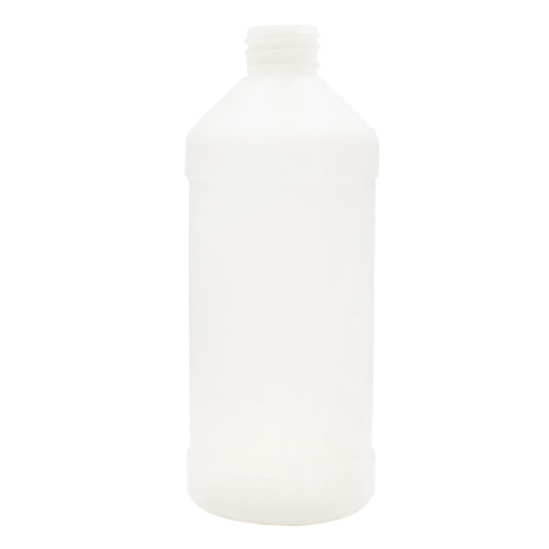 16 oz Natural HDPE Plastic Modern Round Bottle, 28mm 28-410, 31 Gram, Fluorinated Super Level 5