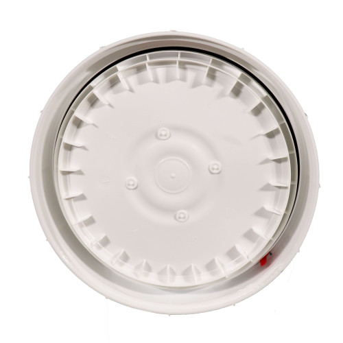 3.5-6.5 Gallon White HDPE Plastic Life Latch Screw Top Pail Cover, w/ Gasket, No Slot, UN Rated
