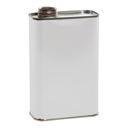 1 Quart White Coat Metal F-Style Can, 1 1/4" Alpha Opening, Unlined, 409 x 614
