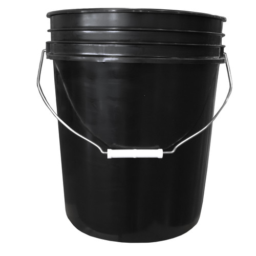 5 Gallon Black HDPE Plastic Open Head Pail, CWL, Metal Bail
