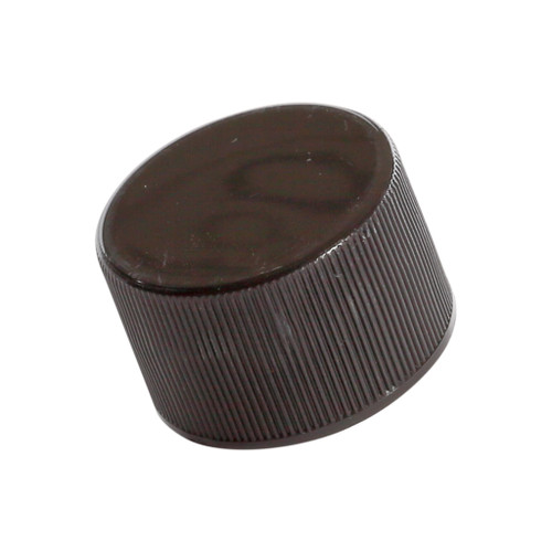 28mm 28-410 Black PP Plastic Smooth Top, Ribbed Sides Cap with F217 & PS22 .020 mm Plain Liner