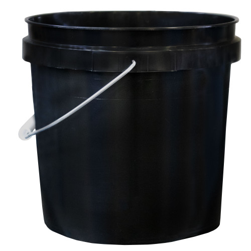 2 Gallon Black HDPE Plastic Open Head Pail, w/ Metal Handle