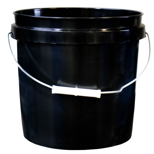 2 Gallon Black HDPE Plastic Open Head Pail, w/ Metal Handle