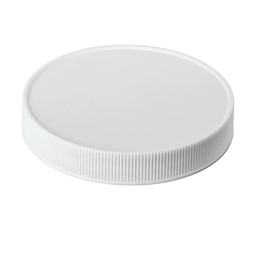 89mm 89-400 White PP Plastic Matte Top, Ribbed Sides Cap with SG75 Plain Liner (Heat Seal For PE)