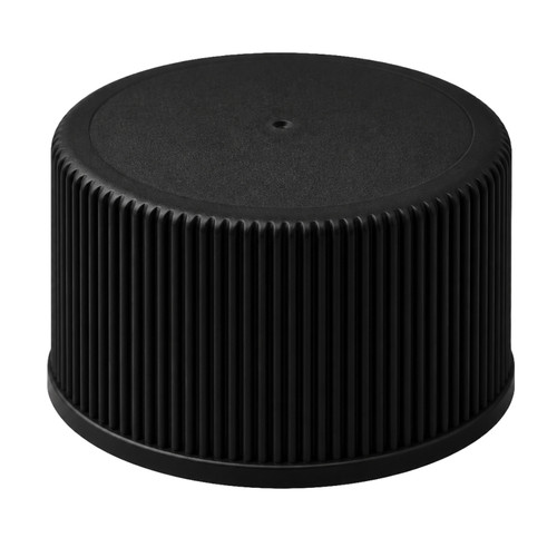28mm 28-400 Black PP Plastic Matte Top, Ribbed Side Cap, Heat Seal Liner