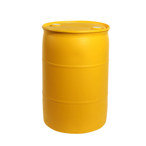 55 Gallon Yellow HDPE Plastic Tight Head Drum w/ 2" and 2" Fittings, UN Rated