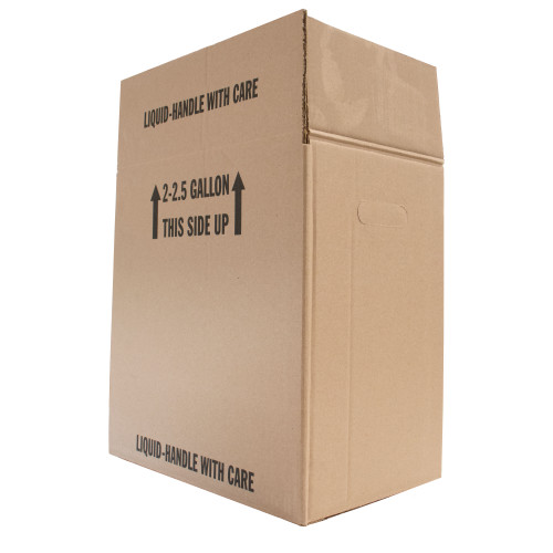 2.5 Gallon White HDPE Plastic F-Style Bottle, Fluorinated Level 3, 63mm 63-485, 2 x 1, Kraft Reshipper Box