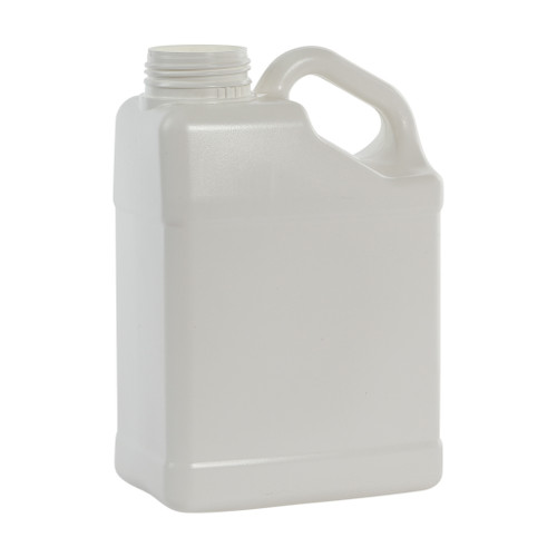4 liter White HDPE Plastic Slant Handle F-Style Bottle, 63mm, 4x1, 180 Gram, 4 x 1, UN Rated