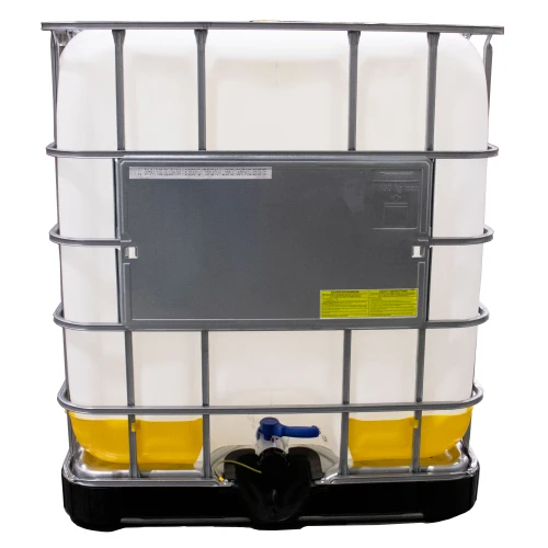 275 Gallon New IBC Tote, Natural New Bottle, Grounded, 2" Butterfly Valve, Teflon Gasket, NPT Thread, 6" Cap, Viton Gasket New Cage Composite Grounded Pallet, Bagged, UN Rated
