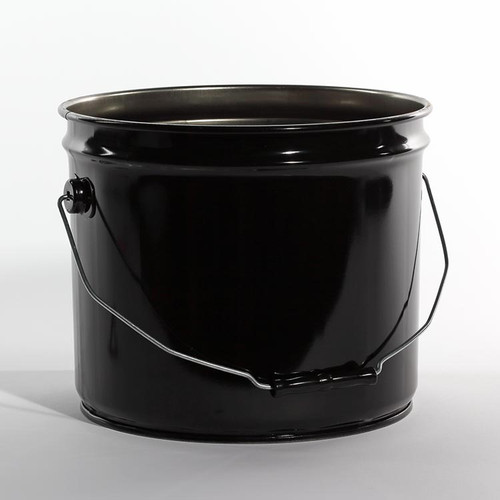 3.5 Gallon Black Steel Open Head Pail, Rust Inhibited, UN Rated