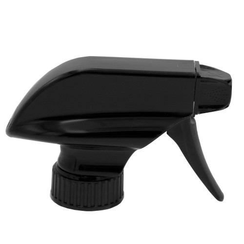 28mm 28-400 Black PP Plastic Trigger Sprayer w/ 7.5" Dip Tube, 1.3 cc Output