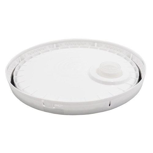 3.5-6 Gallon White HDPE Plastic Pail Tear Tab Cover, Plastic Spout, EPDM Gasket