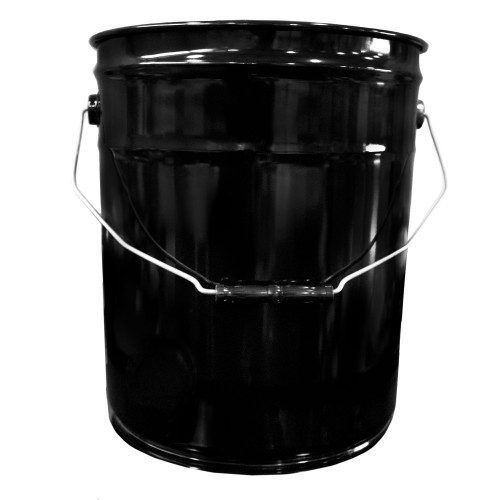 5 Gallon Black Clear Phenolic Open Head Steel Pail, UN Rated, 3.5" Double Bead