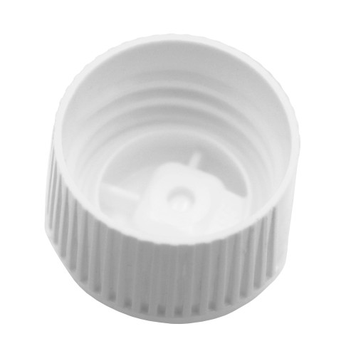 28mm, 28-410 White HDPE Plastic Spouted Closure 3mm Valve Cap, .125" Orifice Unlined, PS218