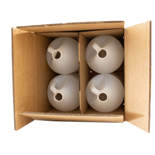 128 oz (1-Gallon) Natural HDPE Industrial Round Bottles, 38mm 38-400 SPH, 130 Gram, Flame Treated, Kraft Carton, 4x1, 4G Pack, UN Rated