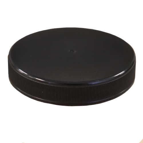 63mm 63-400 Black PP Plastic Cap, Matte Top, Ribbed Side, ISPE-U5 Plain Liner w/ Heat Seal Liner