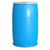 55 Gallon Blue Plastic Open Head Straight Side Drum, Black Cover, 2" & 3/4" NPS, Lever Lock Ring, Foot Ring, UN Rated