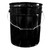 5 Gallon Black Steel Open Head Pail, 3.5" Double Bead, Clear Phenolic Lining 