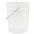 5 Gallon White HDPE Plastic Open Head Pail, 90 mil, Metal Bail w/ White Grip
