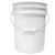 20 Liter White HDPE Plastic Open Head Pail W/ Black Child Warning Label, Metal Bail