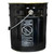 5 Gallon Black Steel Open Head Pail, Gold Phenolic Lining, Child Warning Label