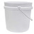 2 Gallon White HDPE Plastic Open Head Pail, Metal Handle w/ White Grip