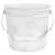 1 Gallon White HDPE Plastic Open Head Pail, Heavy Weight, Metal Bail, Plastic Grip