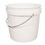 2 Gallon White HDPE Plastic Open Head Pail, 65mil, w/ Metal Handle, White Plastic Grip