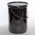 6 Gallon Black Delpak Open Head Steel Pail, Straight Side, Rust Inhibited w/ Ring Seal Cover & Lever Lock, UN Rated