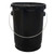1 Gallon Black Steel Open Head Steel Pail, Red Brown Phenolic Lining, w/ Cover, UN Rated