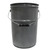 6.5 Gallon Gray Steel Open Head Pail, 3.5" Double Bead, Gold Phenolic Lining, Child Warning Label