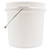 2 Gallon White HDPE Plastic Open Head Pail, Metal Handle