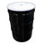 55 Gallon Black Steel Open Head Drum w/ White Cover, Buff Epoxy Lining, 2" x 3/4" Fittings, & 2" Bottom Drain Bolt Ring, UN Rated