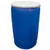 57 Gallon Blue Plastic HDPE Open Head Drum w/Natural Cover, 2" & 3/4" Fitting, Lever Lock Ring
