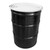 55 Gallon Black Open Head Reconditioned Steel Drum, White Cover, Unlined w/ 2" & 3/4" Fitting, Bolt Ring, UN Rated