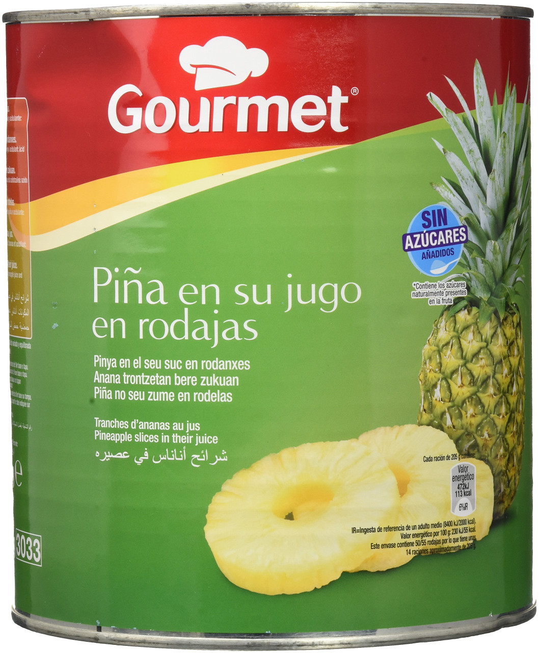 PINA EN RODAJAS ENSU JUGO 565G GOURMET