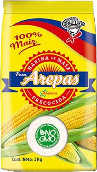 Harina de Maíz blanco precocida para Arepas AMERICA - 1Kg