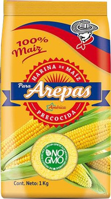 Harina de Maiz amarillo precocido para Arepas - AMERICA - 1Kg