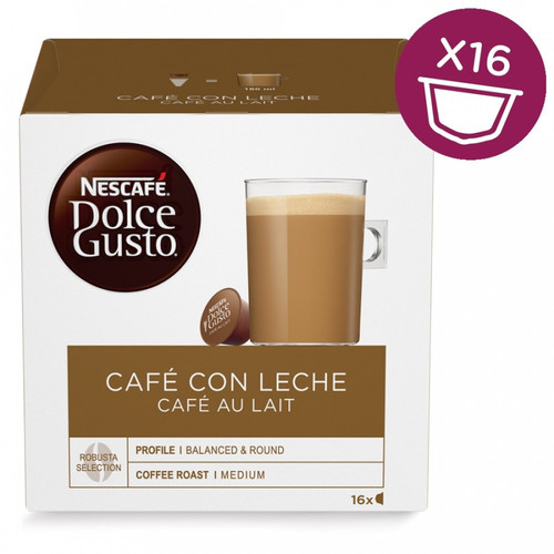 NESCAFÉ Dolce Gusto Café con Leche - Cápsulas de Café 16x10gm -160gm NESCAFÉ Dolce Gusto Café con Leche - Cápsulas de Café 16x10gm -160gm