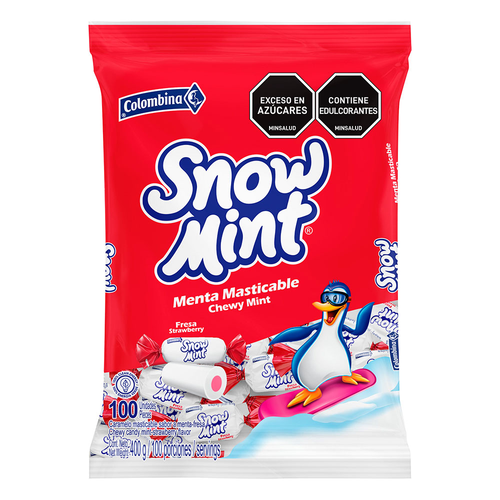 Snow Mint Menta Masticable Sabor Fresa 400 g.