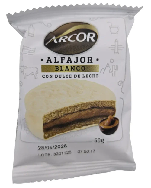 Arcor Alfajor Blanco Con Dulce DE Leche 50 g